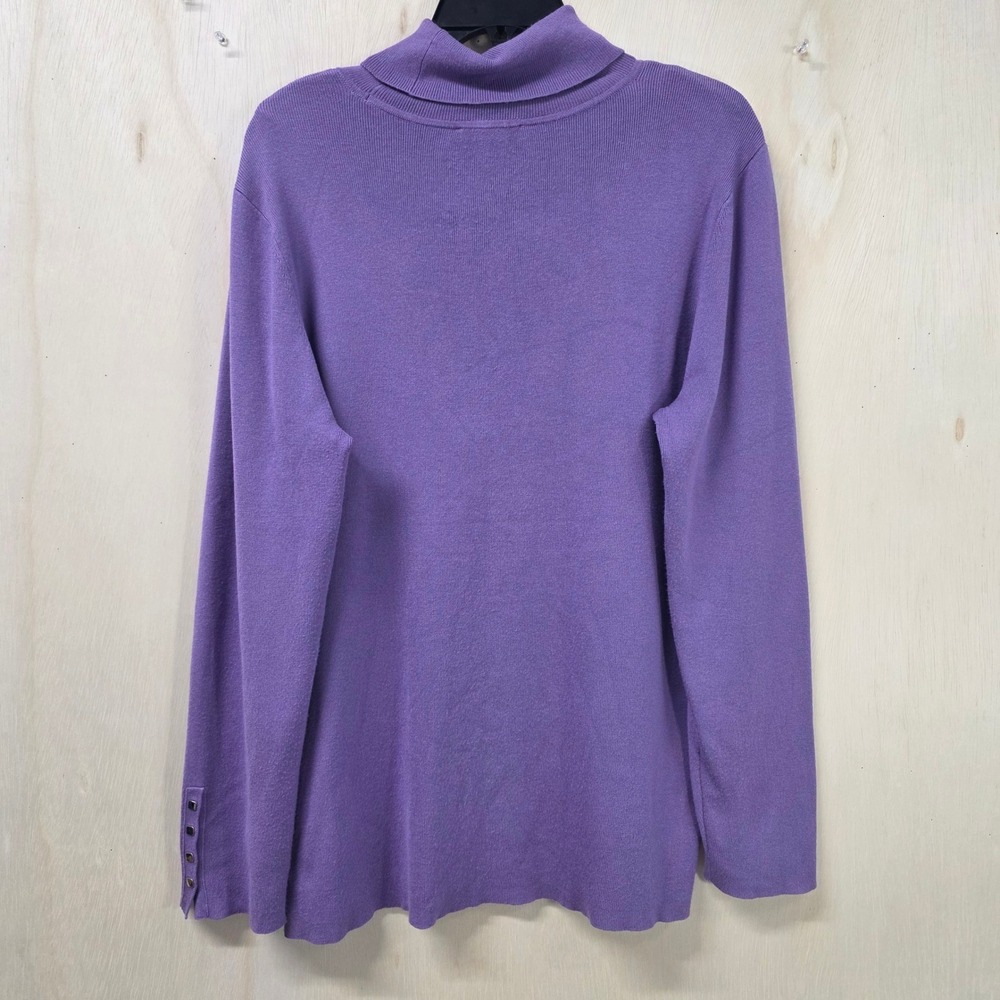 Chico's Purple Turtleneck Sweater Size 3 XL Button Cuff Ecovero Viscose Knit